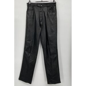 Leather Loft 11/12 Leather‎ Pants Women Black High Rise Straight Leg Moto Seam